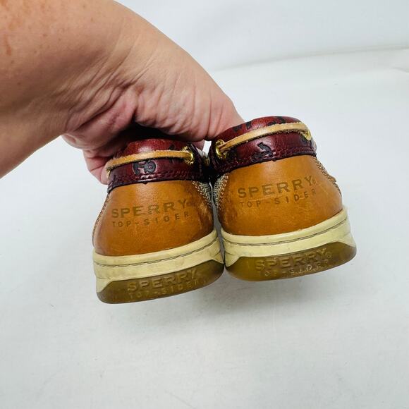 Sperry Angelfish Embossed Anchor Boat Shoe Brown/Tan Leather Size 9M - Picture 10 of 14